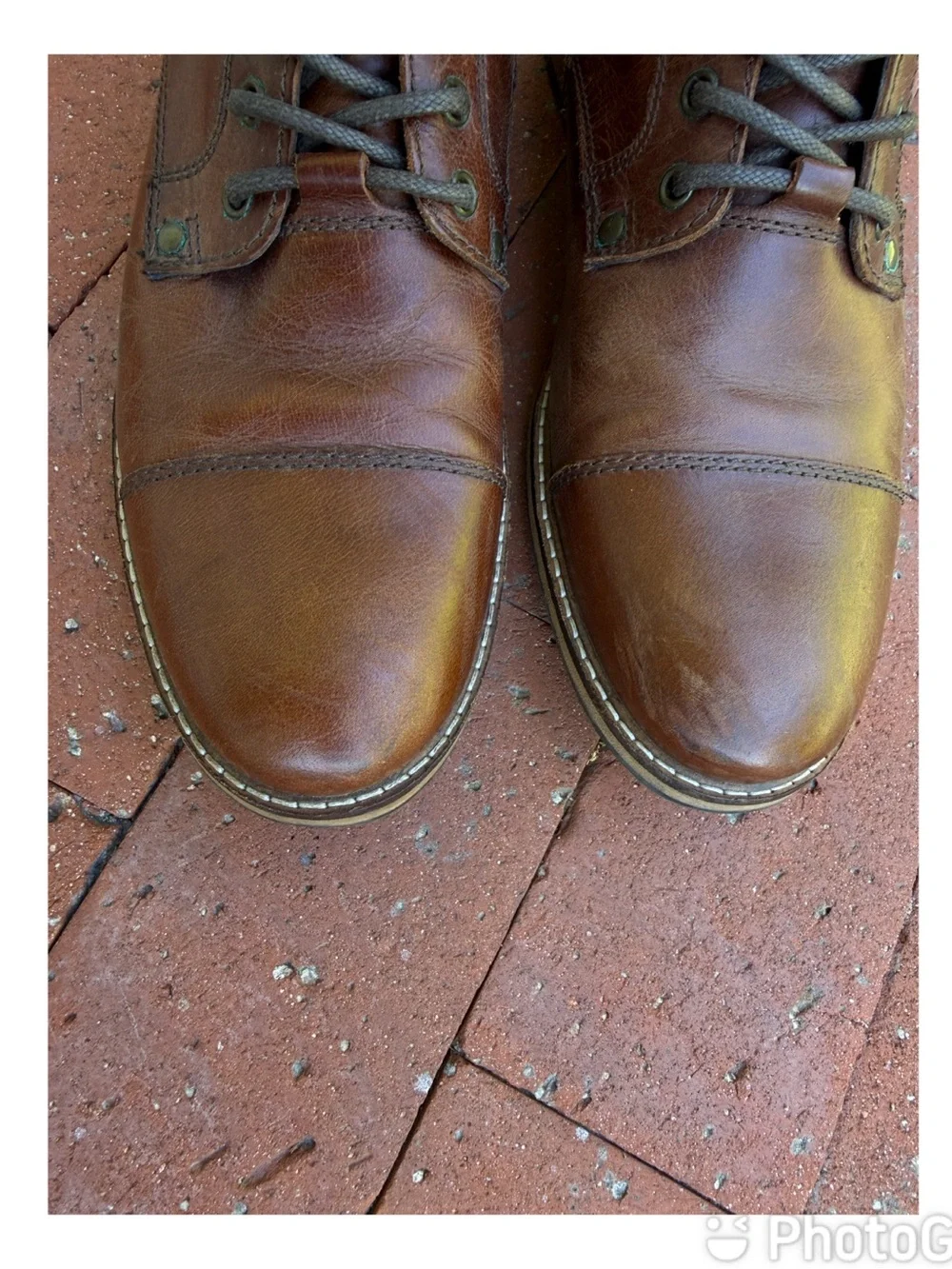 Crevo Men’s Brown Leather Lace Up Zipper Ankle Boots Size 10.5 side zip